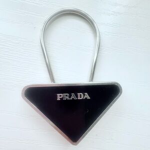 Prada Black and Silver Triangular Key Holder